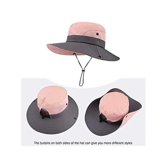 2 Pack Summer Sun-Hat Ponytail - Outdoor UV-Protection Mesh Wide Brim Foldable main image 5